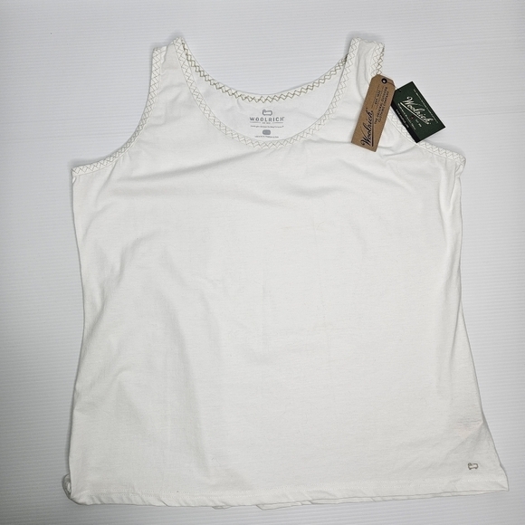 Woolrich Tops - Woolrich Tank Top XXL Norrine Embroidered Neckline Cream & Tan NWT